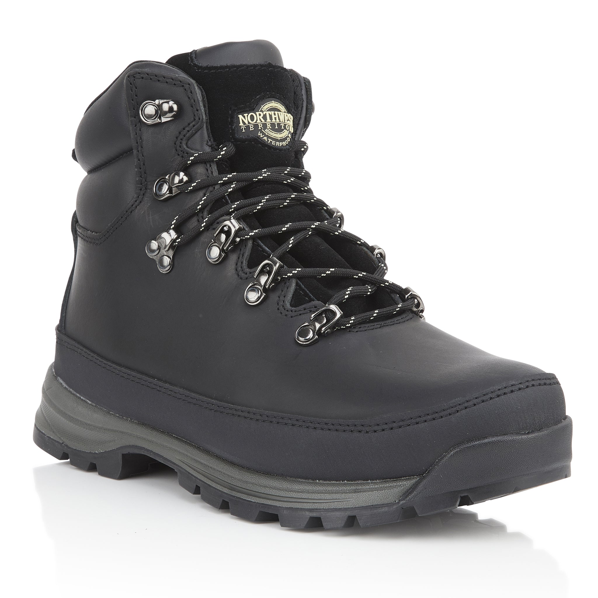 PELLY Men's Leather Waterproof Walking Boots - Black