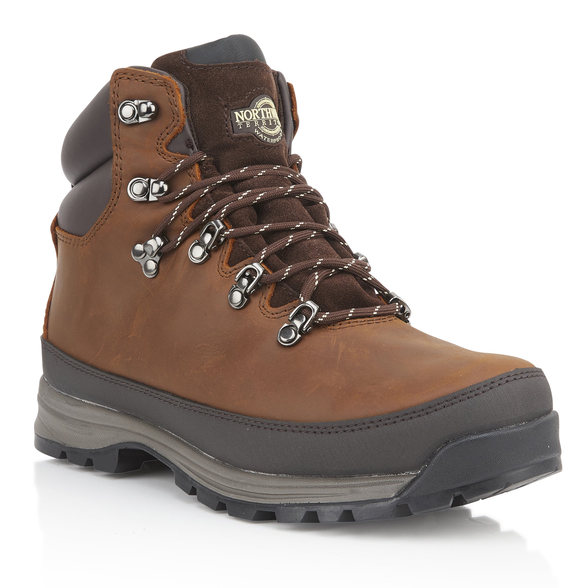 PELLY Men's Leather Waterproof Walking Boots - Tan Nubuck
