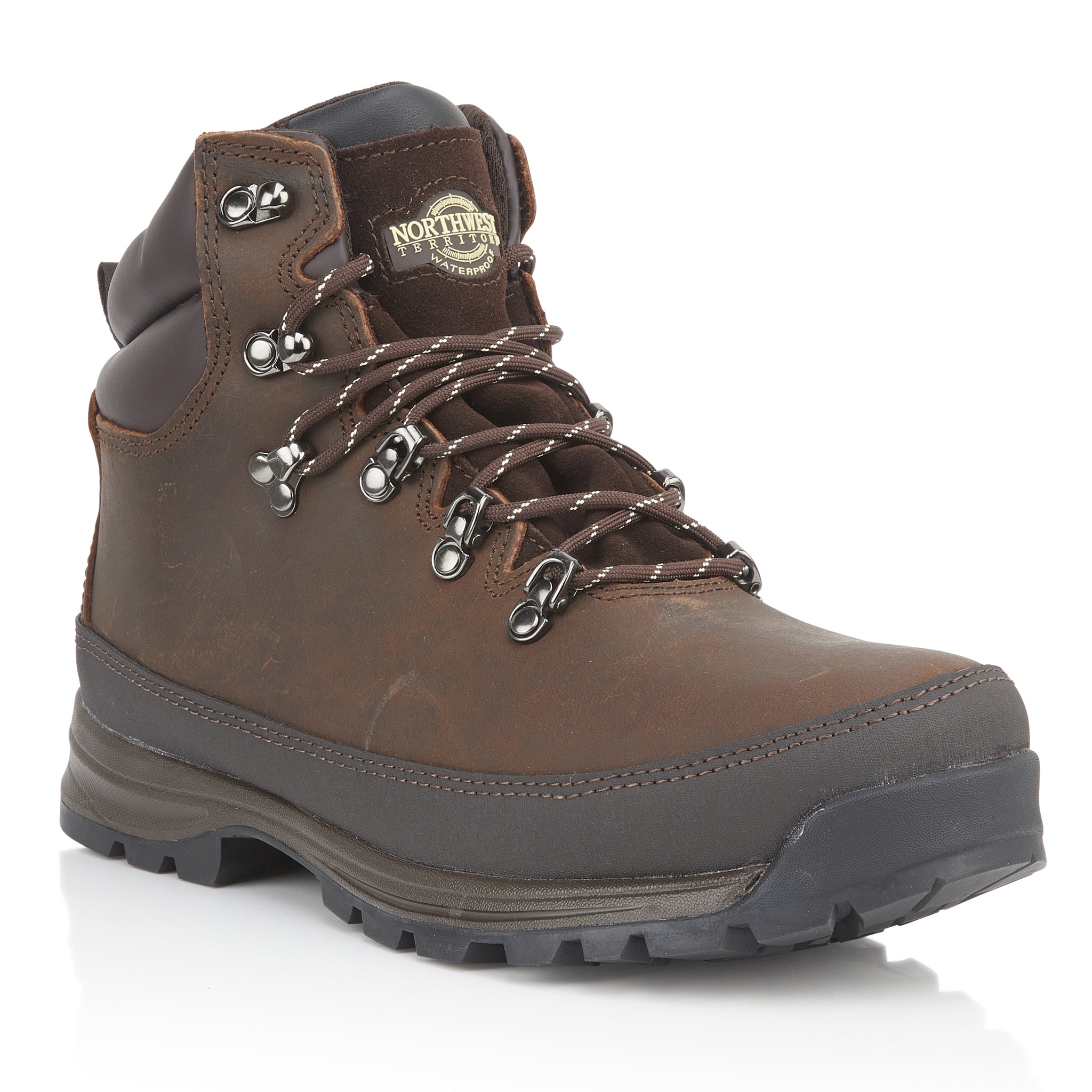 PELLY Men's Leather Waterproof Walking Boots - Waxy Brown