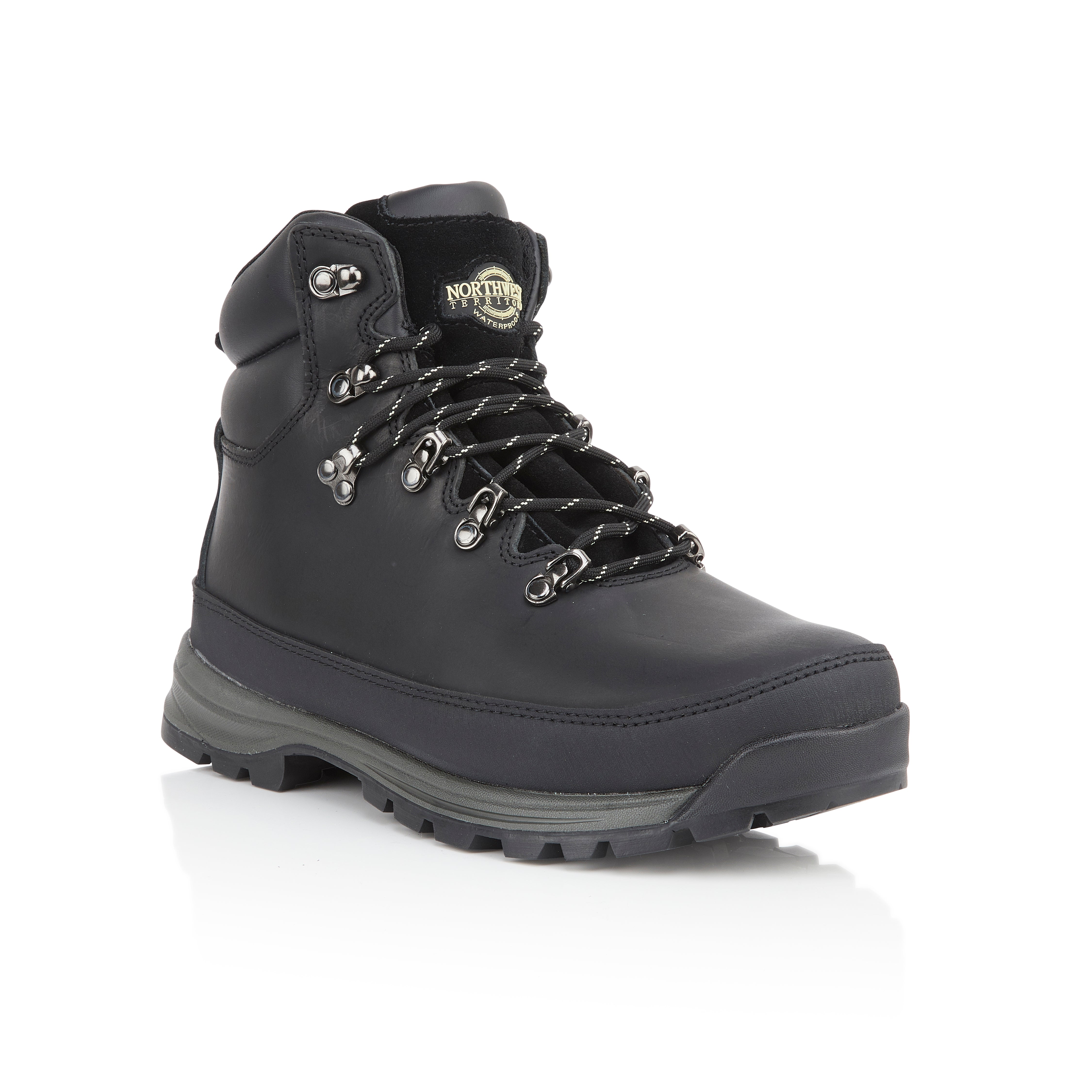 PELLY Men's Leather Waterproof Walking Boots - Black