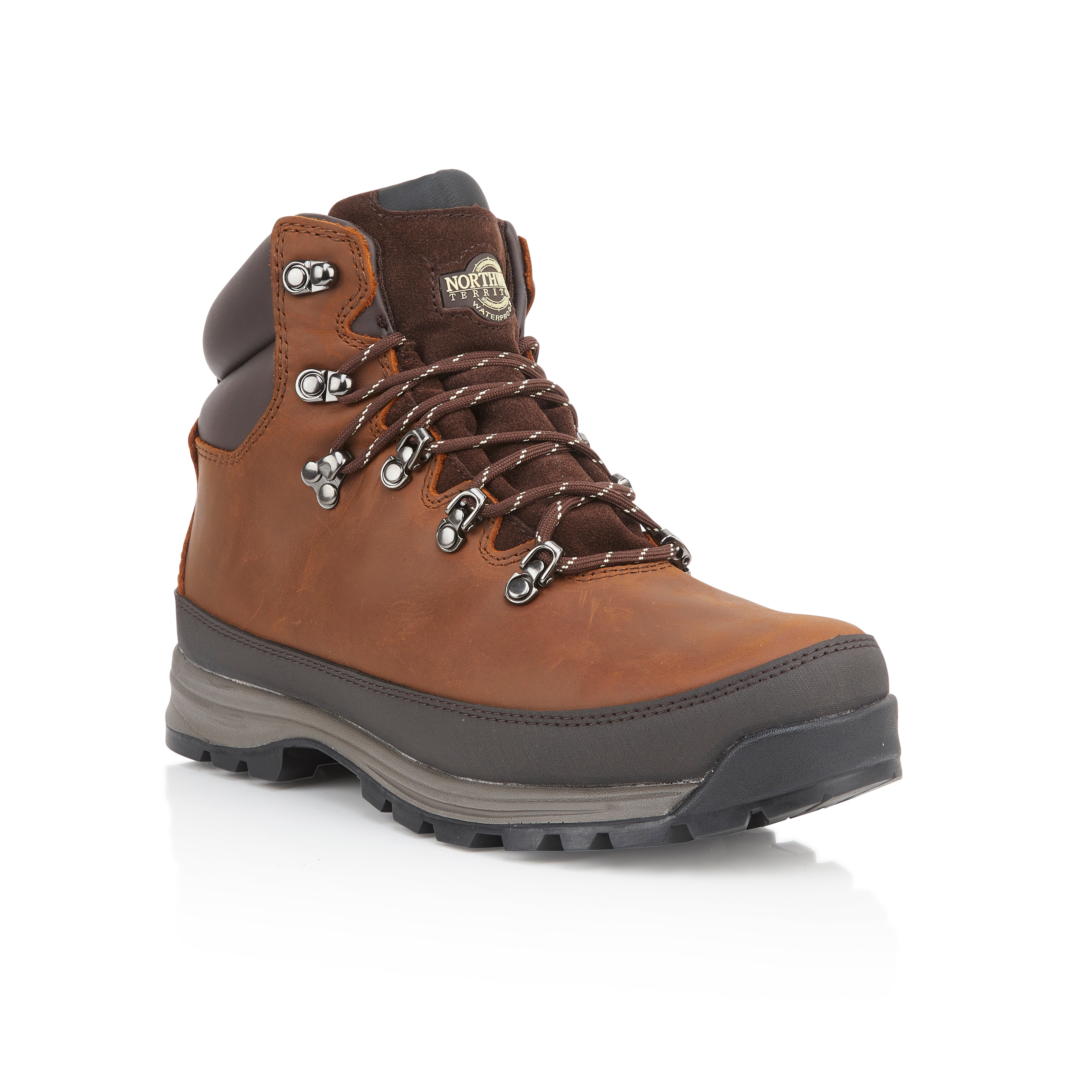 PELLY Men's Leather Waterproof Walking Boots - Tan Nubuck