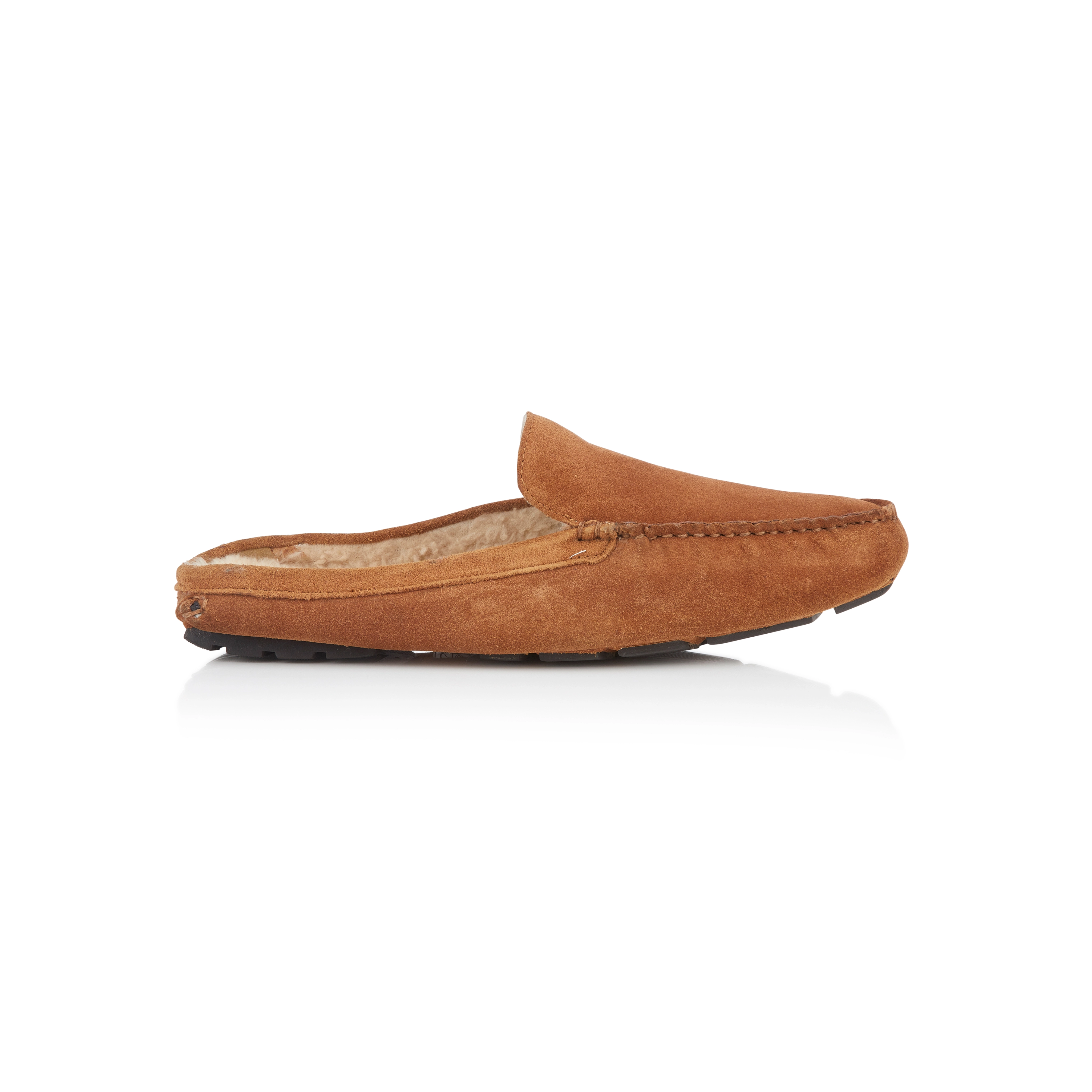 RUPERT Men's Suede Leather Fleece Loafer Slide Slippers - Tan