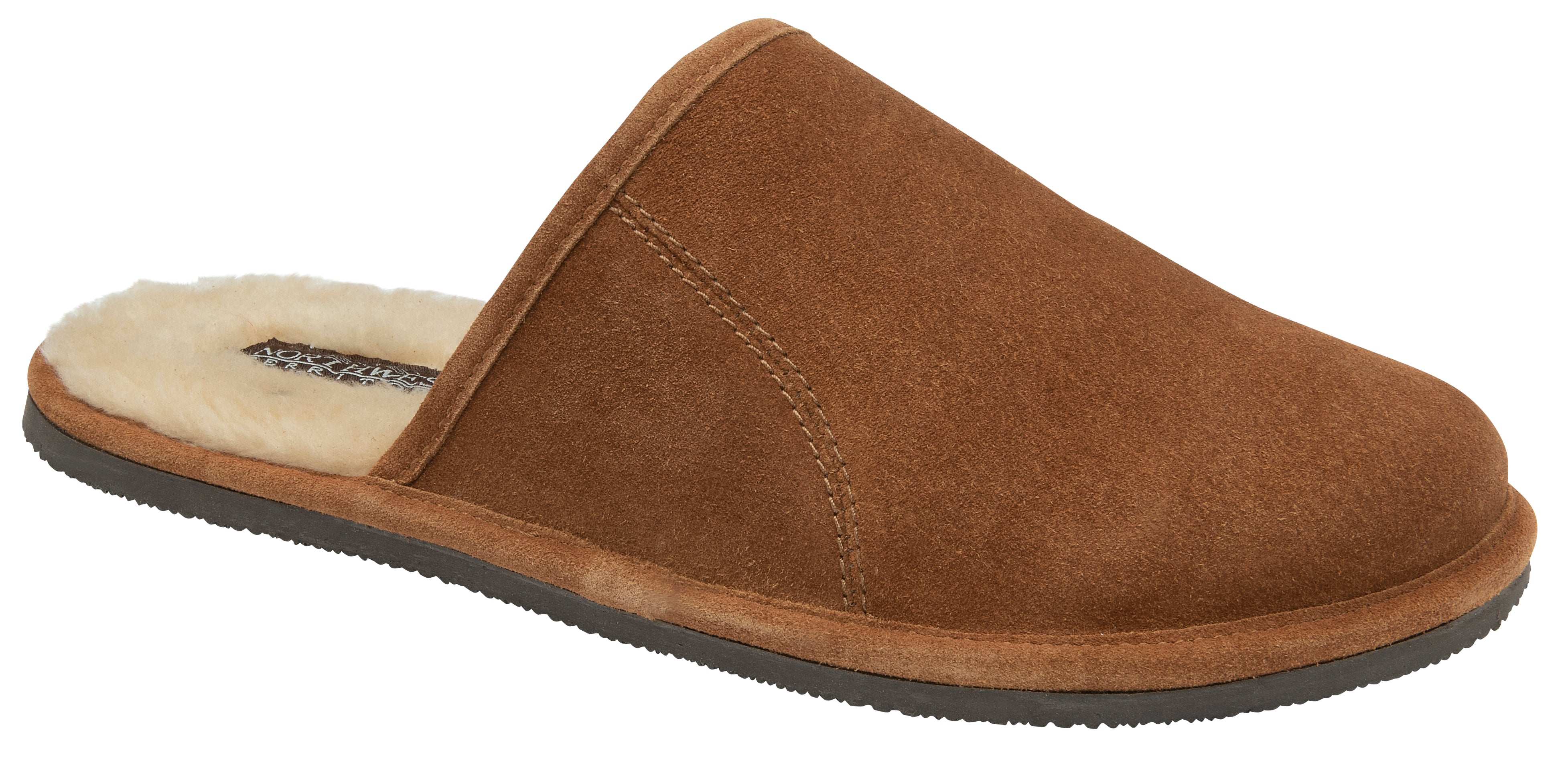 EDWARD Men's Suede Leather Fleece Slide Slippers - Tan