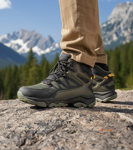 SNOWDON Men's VEGAN Waterproof Hiking Boots - Khaki lifestyle