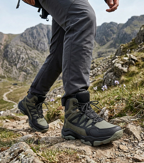 SNOWDON Men's VEGAN Waterproof Hiking Boots - Khaki lifestyle