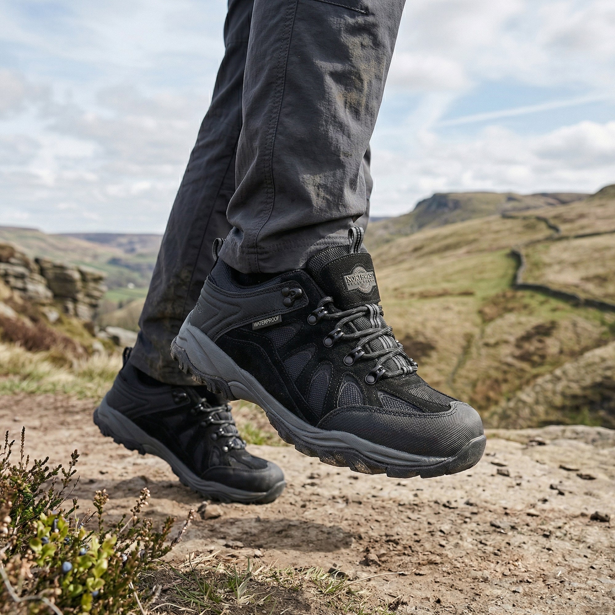 STEEN Men's Waterproof Walking Shoes - Black lifestyle