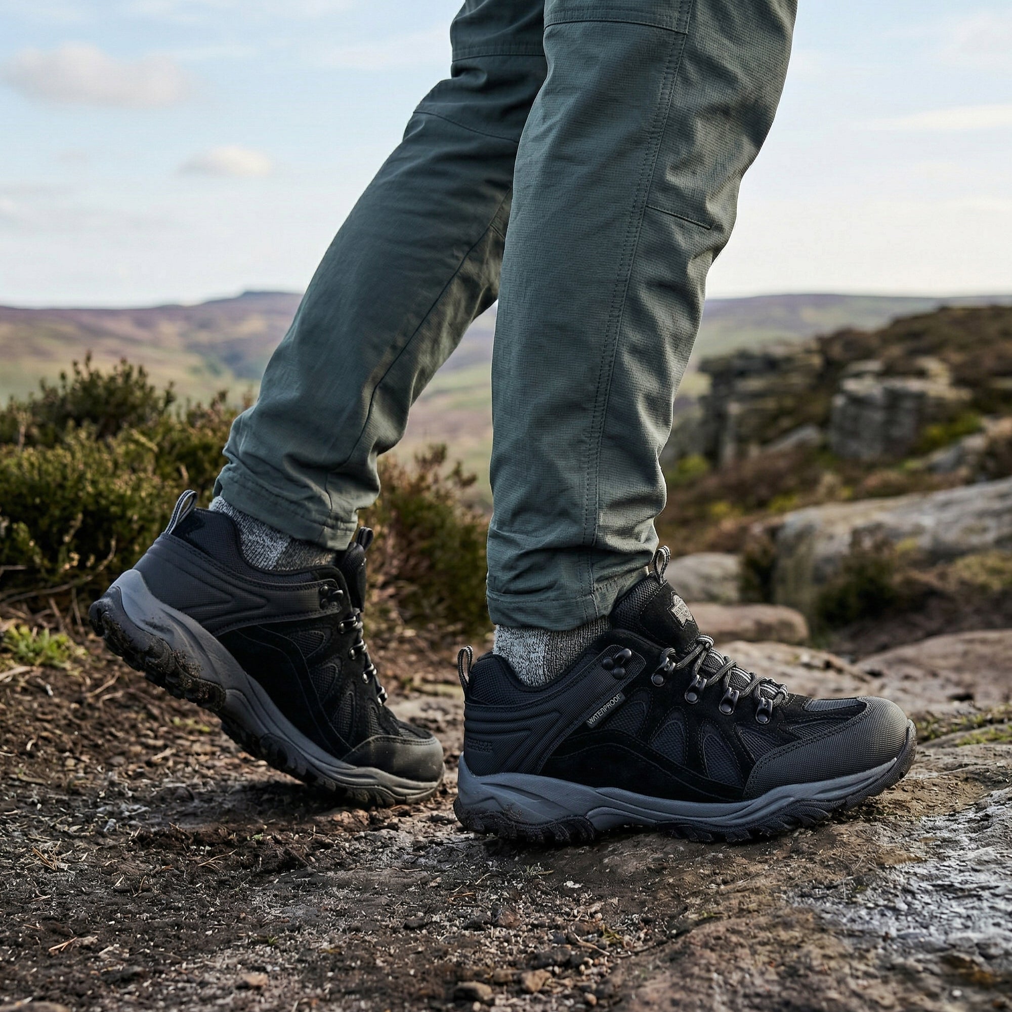 STEEN Men's Waterproof Walking Shoes - Black lifestyle