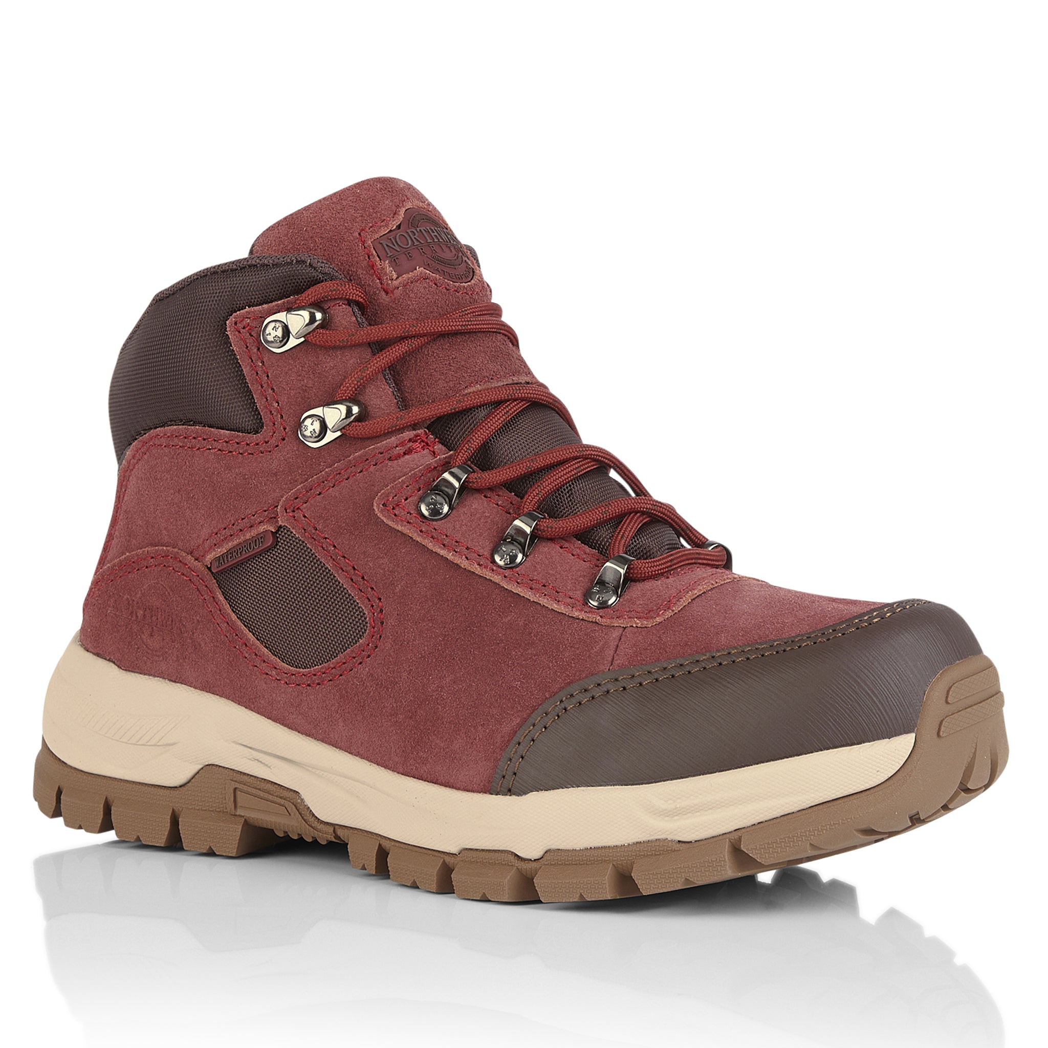 STORM Women's Suede Leather Waterproof Walking Boots - BORDEAUX
