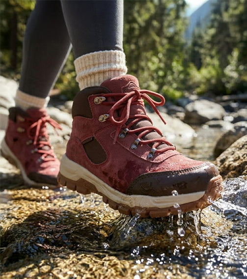 STORM Women's Suede Leather Waterproof Walking Boots - BORDEAUX lifestyle
