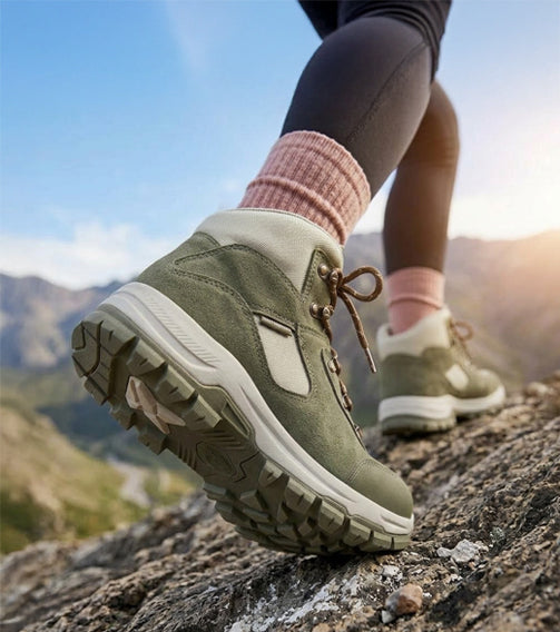 STORM Women's Suede Leather Waterproof Walking Boots - BORDEAUX lifestyle