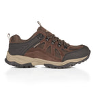 Side view of Steen men's suede leather waterproof walking shoes in brown showcasing premium suede leather, waterproof construction and supportive design.