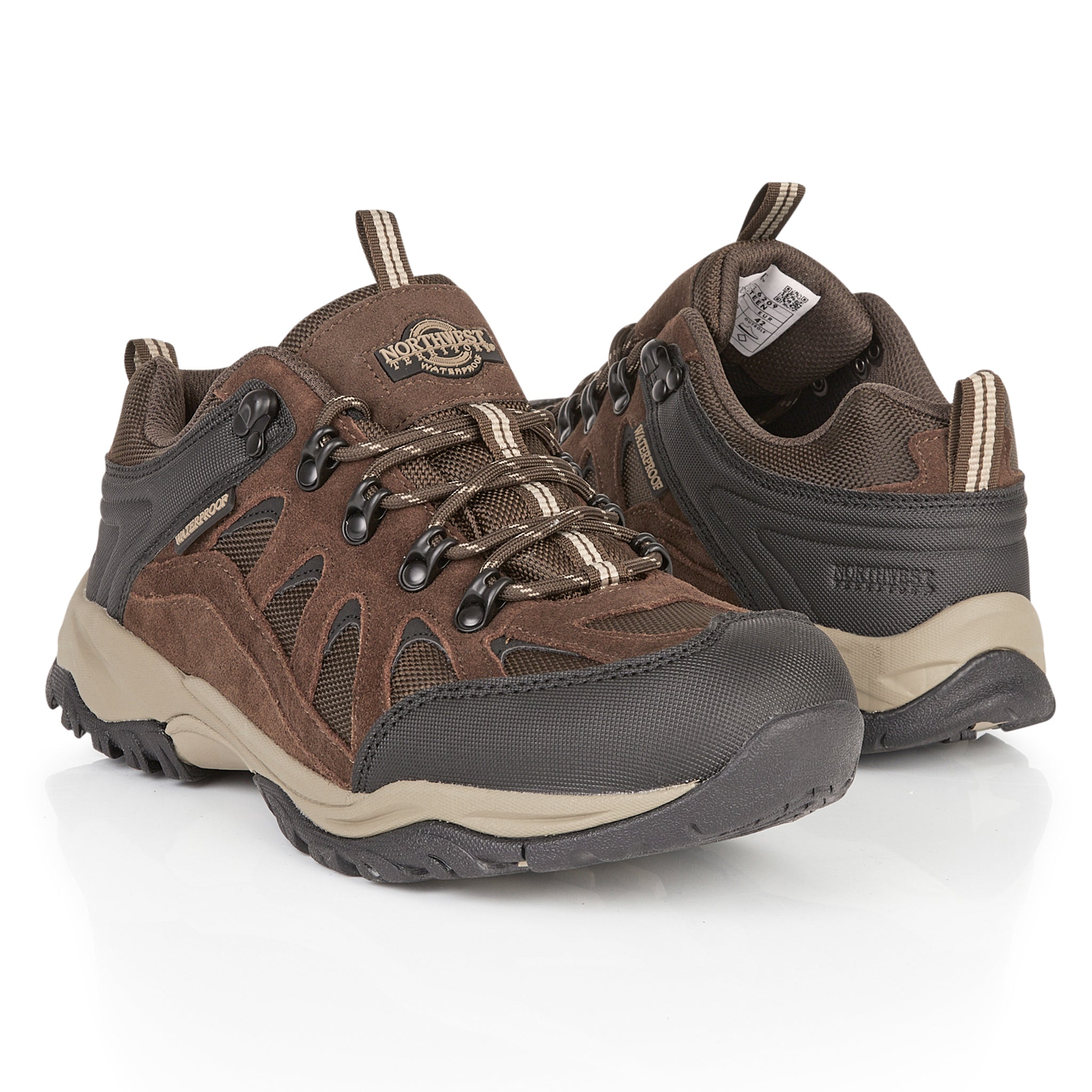 Premium Steen men's suede leather waterproof walking shoes in brown with cushioned comfort, waterproof protection and durable grip for hiking, trekking and countryside walks.