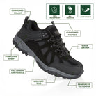 Angled view of Steen men's black suede leather hiking shoes