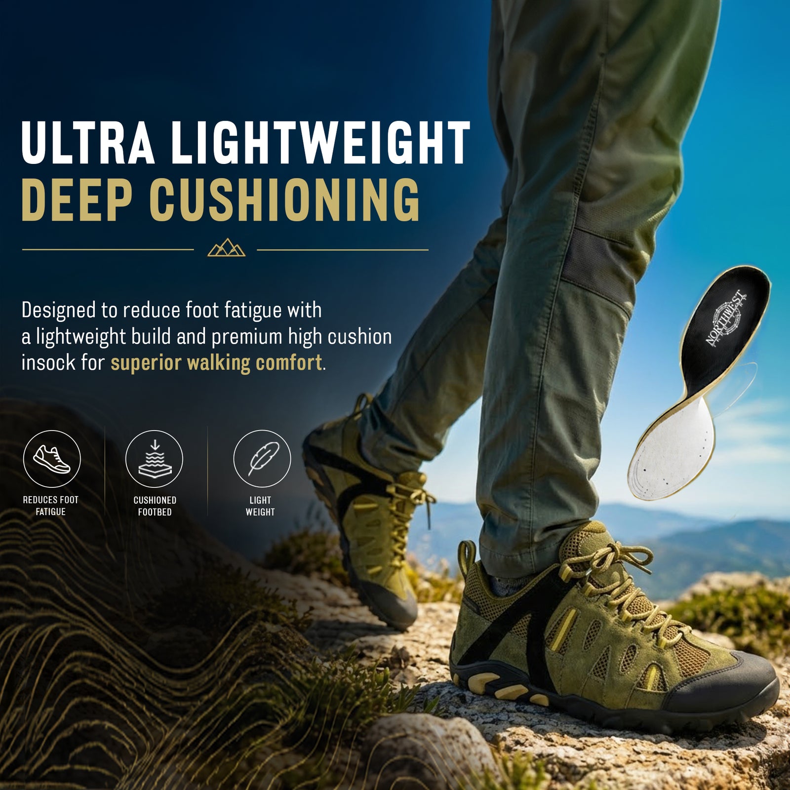 Ranger Men's Suede Leather Waterproof Walking Shoes - NAVY lifestyle