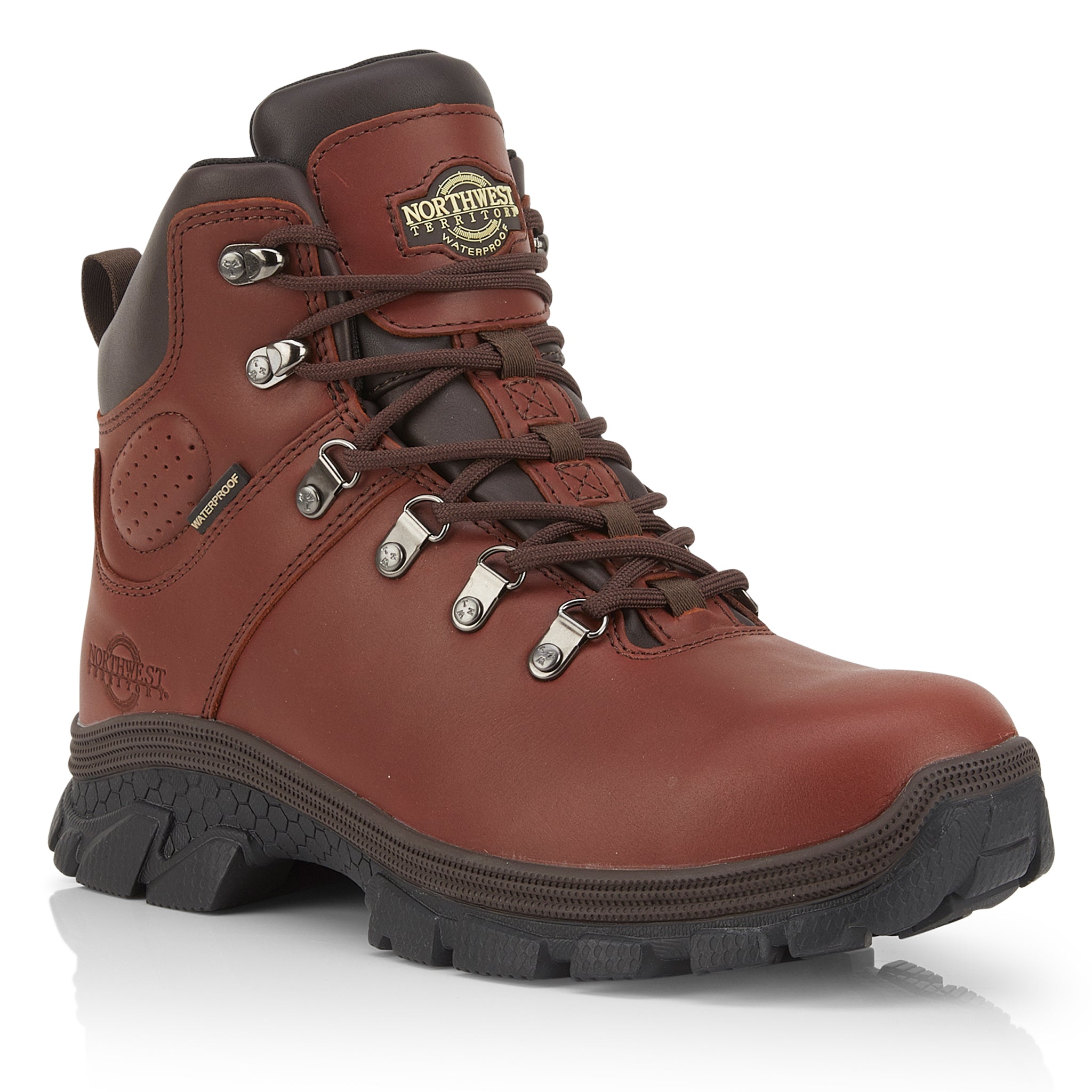 TESLIN Men's Leather Waterproof Hiking Boots - Brown