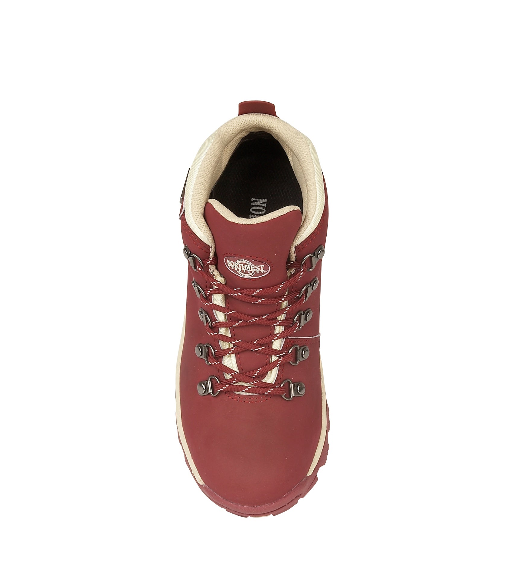Women's Nubuck Leather Waterproof Walking Boots - #colour_burgundy