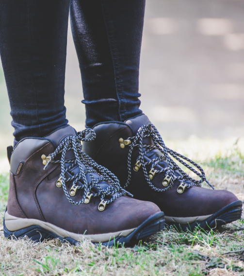 EMERALD Women's Leather Waterproof Walking Boots - Waxy Black lifestyle
