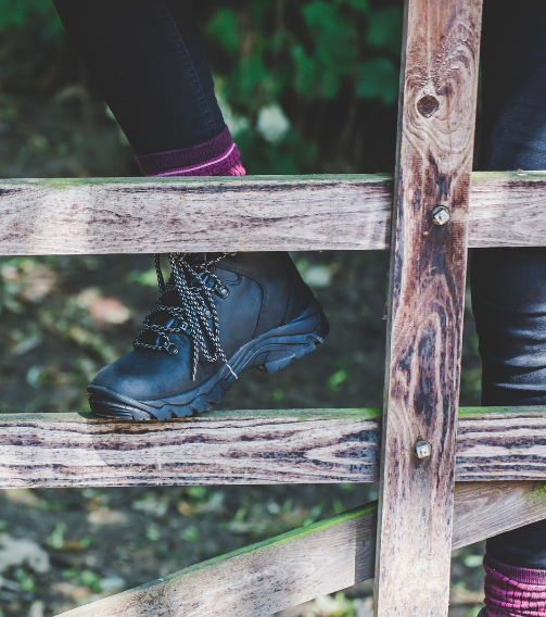 EMERALD Women's Leather Waterproof Walking Boots - Waxy Black lifestyle