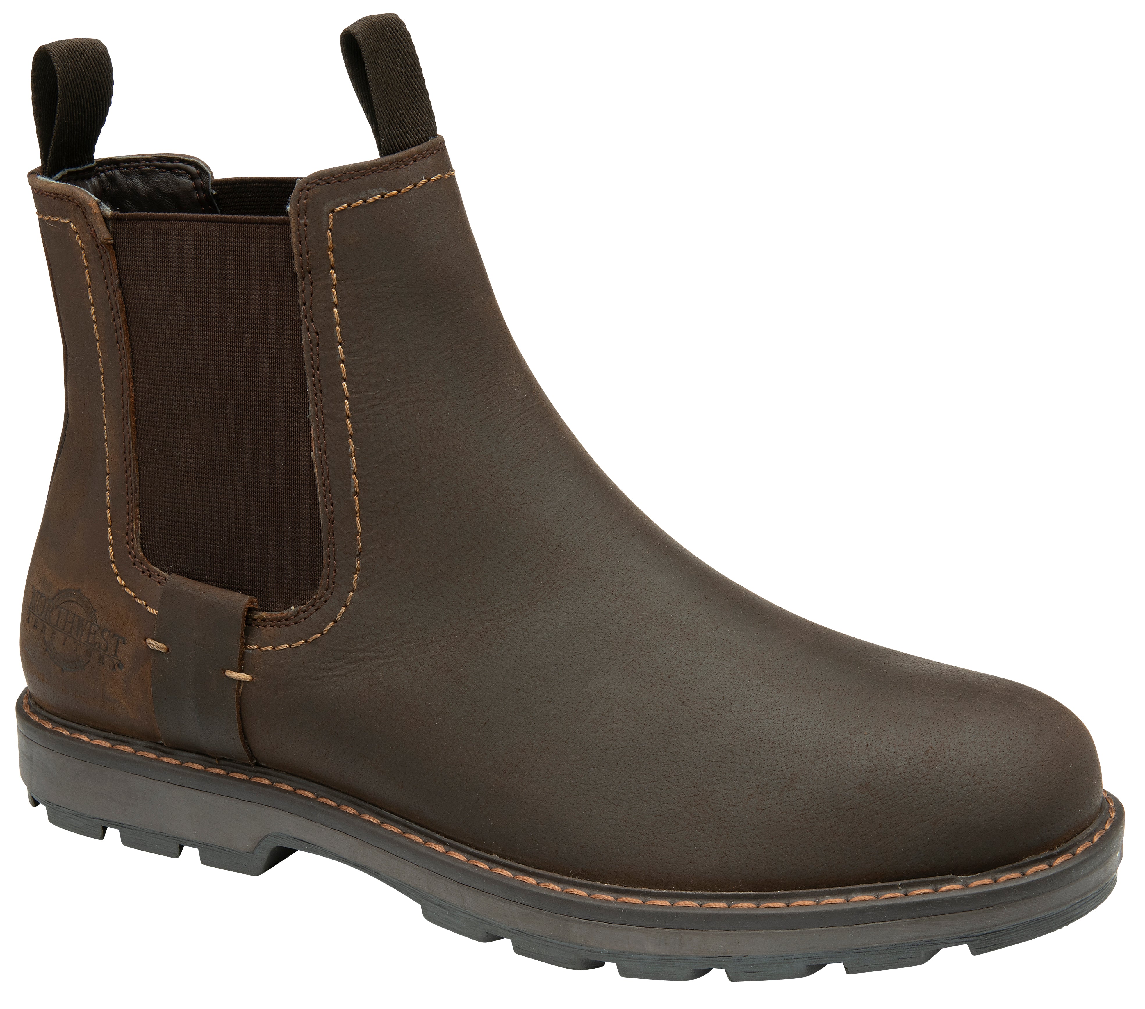 WELLS Men's Leather Waterproof Walking Chelsea Boots - Waxy Brown