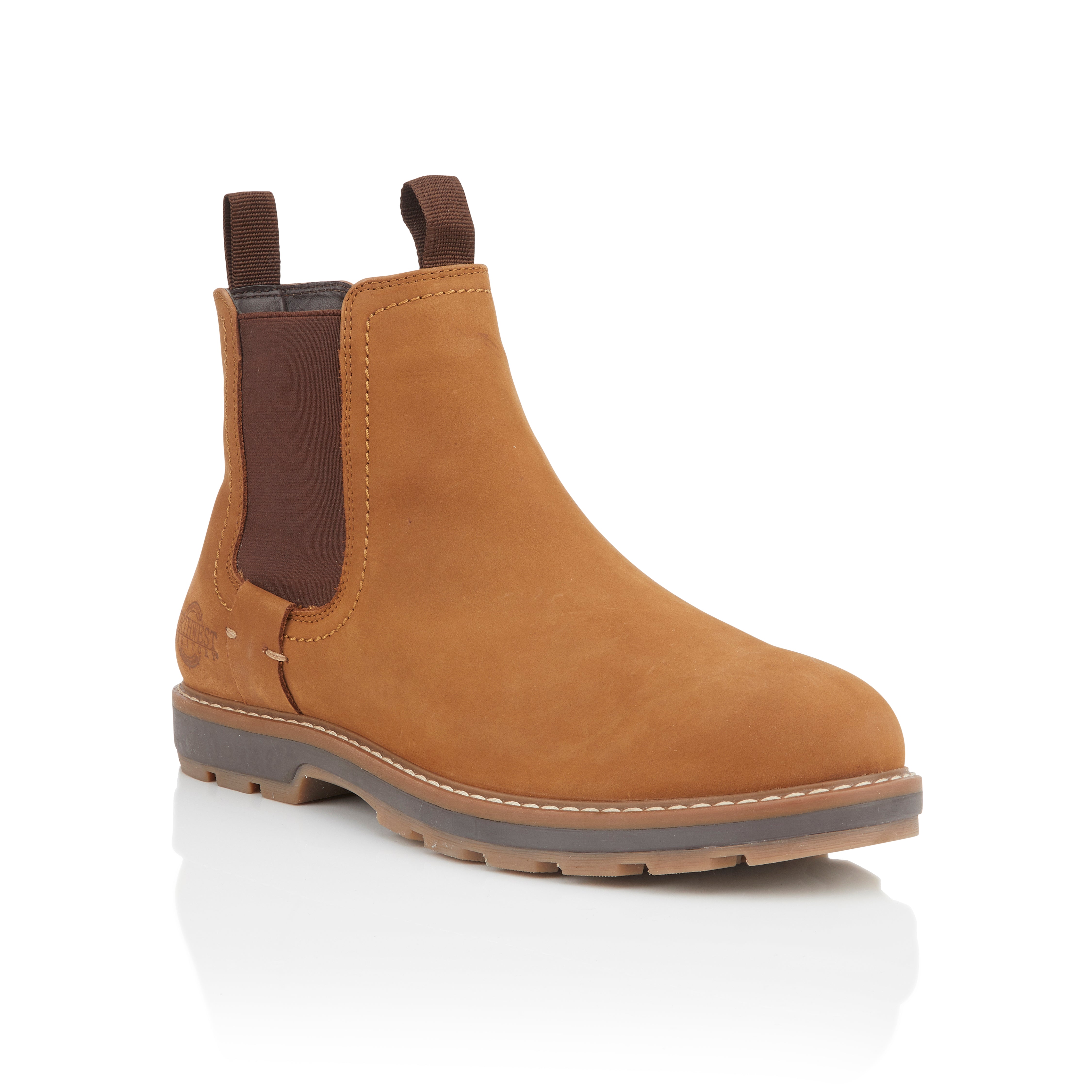 WELLS Men's Leather Waterproof Walking Chelsea Boots - Tan