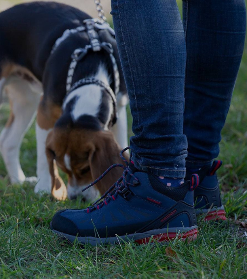 KEELE-HI Women's Waterproof Walking Boots - Navy/Red lifestyle