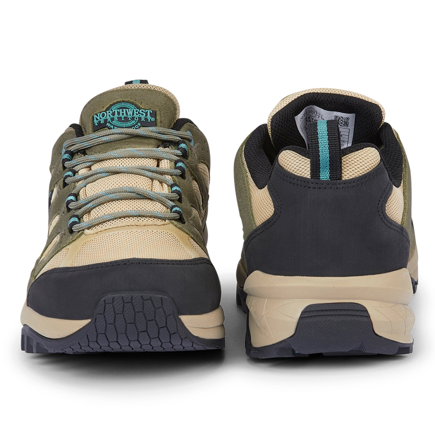 Rear view of RANGER Green walking shoes showing padded heel support, waterproof finish and durable construction for all-day comfort.