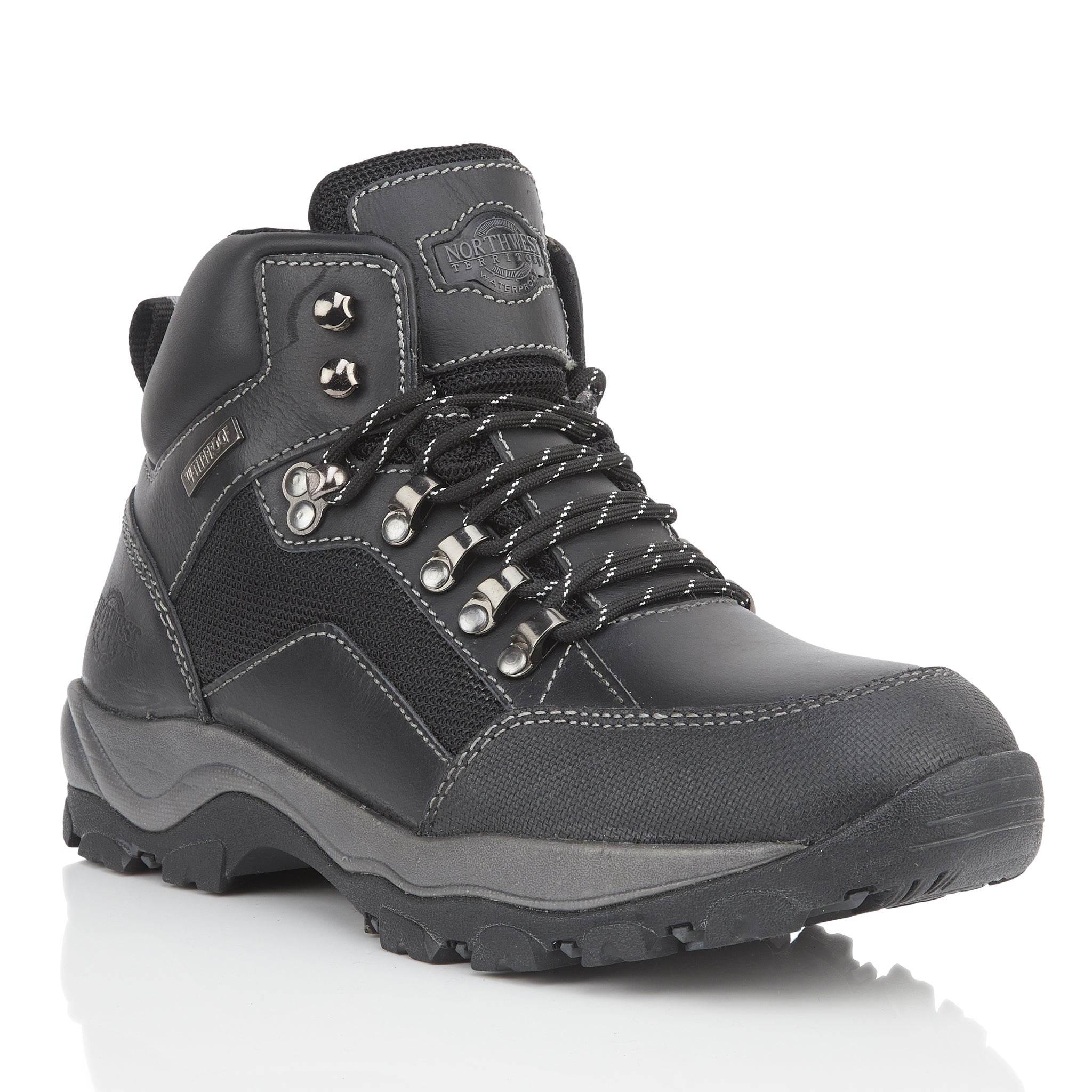 YUKON Men's Leather Waterproof Walking Boots - Black