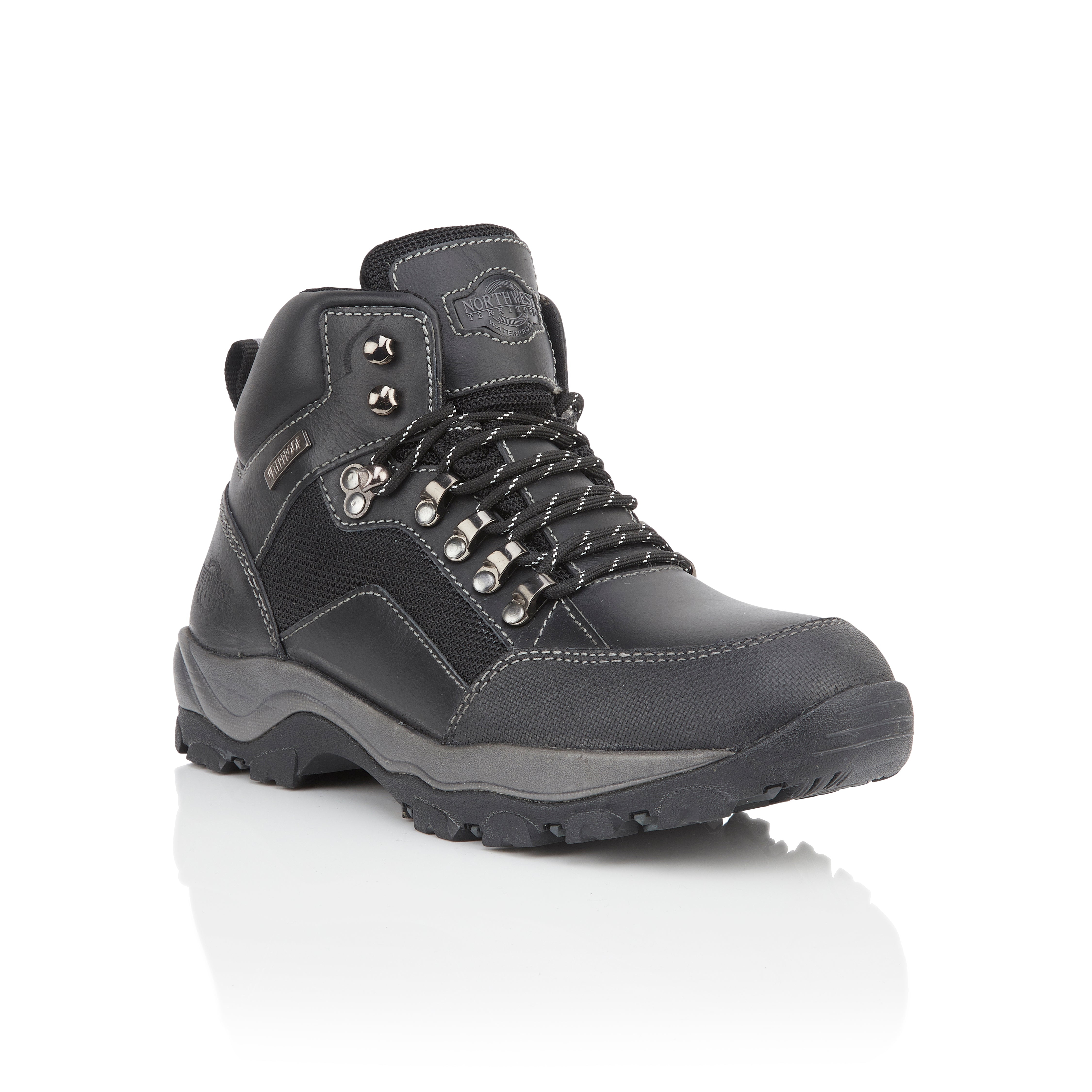 YUKON Men's Leather Waterproof Walking Boots - Black