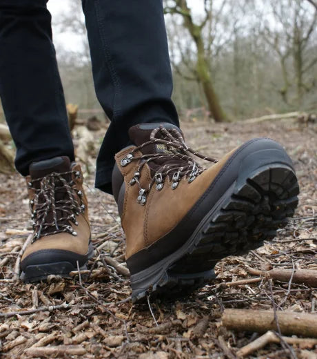 CRESTON Men's Leather Waterproof Walking Boots - Waxy Brown lifestyle